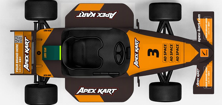 PAPAYA team kart, top view with sponsor spaces
