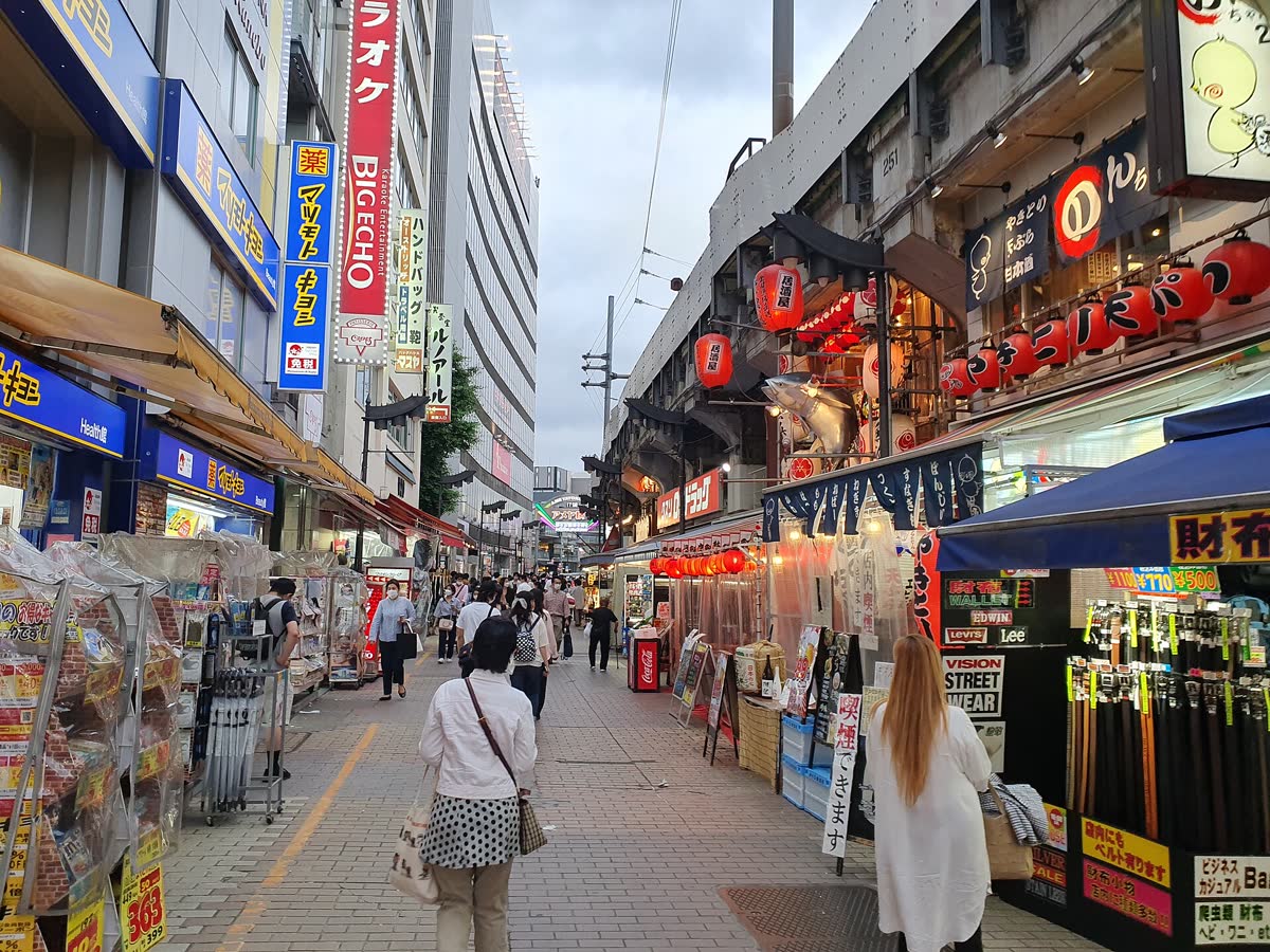Ameyoko market street next to Ueno Station